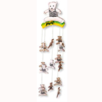 Hanging  Bear Mobile With Painted, Handcrafted From Albesia Wood  