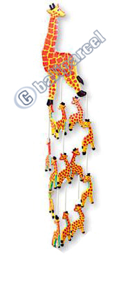 Hanging  Giraff Mobile With Painted, Handcrafted From Albesia Wood  