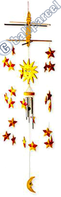 Hanging  Sun,moon,star Mobile With Painted, Handcrafted From Albesia Wood  