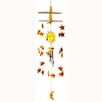 Hanging  Sun,moon,star Mobile With Painted, Handcrafted From Albesia Wood  