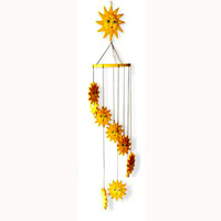Hanging Sun Mobile With Painted, Handcrafted From Albesia Wood  