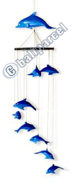 Hanging  Dolphin Mobile With Painted, Handcrafted From Albesia Wood  