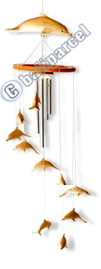 Hanging  Dolphin Mobile With Painted, Handcrafted From Albesia Wood  