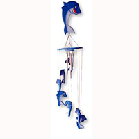 Hanging  Dolphin Mobile With Painted, Handcrafted From Albesia Wood  