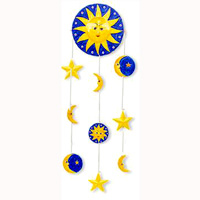 Hanging  Sun,moon,star Mobile With Painted, Handcrafted From Albesia Wood  