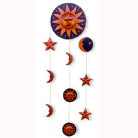 Hanging  Sun,moon,star Mobile With Painted, Handcrafted From Albesia Wood  