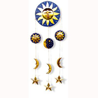 Hanging  Sun,moon,star Mobile With Painted, Handcrafted From Albesia Wood  