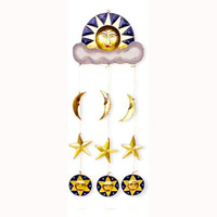 Hanging  Sun,moon,star Mobile With Painted, Handcrafted From Albesia Wood  