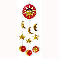 Hanging  Sun,moon,star Mobile With Painted, Handcrafted From Albesia Wood  