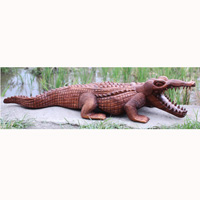 Wooden Crocodile, Hand Carved From Suar Wood