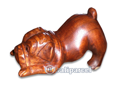 Wooden Dog, Hand Carved From Suar Wood