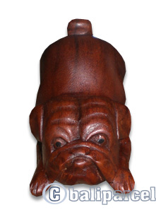 Wooden Dog, Hand Carved From Suar Wood