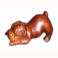 Wooden Dog, Hand Carved From Suar Wood