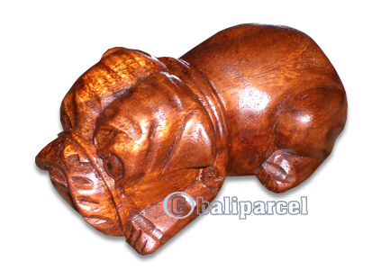 Wooden Dog, Hand Carved From Suar Wood