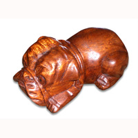 Wooden Dog, Hand Carved From Suar Wood