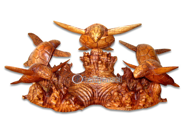 Wooden Turtle Carving, Hand Carved From Hibiscus Wood