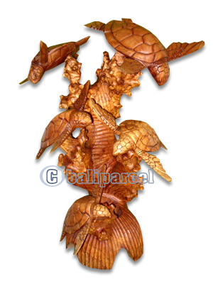 Wooden Turtle Carving, Hand Carved From Hibiscus Wood  