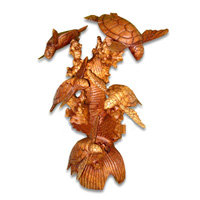 Wooden Turtle Carving, Hand Carved From Hibiscus Wood  