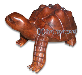Wooden Turtle Carving, Hand Carved From Suar Wood  
