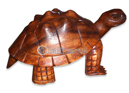 Wooden Turtle Carving, Hand Carved From Suar Wood  