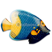 Tropical Fish With Painted, Handcarved From Albesia Wood