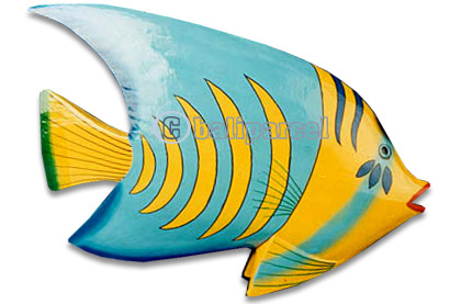 Tropical Fish With Painted, Handcarved From Albesia Wood