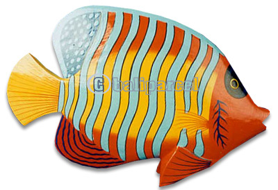 Tropical Fish With Painted, Handcarved From Albesia Wood