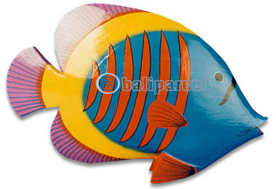 Tropical Fish With Painted, Handcarved From Albesia Wood