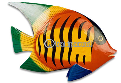 Tropical Fish With Painted, Handcarved From Albesia Wood