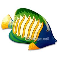 Tropical Fish With Painted, Handcarved From Albesia Wood