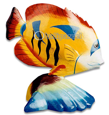 Tropical Fish With Painted, Handcarved From Albesia Wood