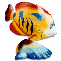 Tropical Fish With Painted, Handcarved From Albesia Wood