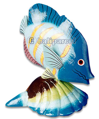 Tropical Fish With Painted, Handcarved From Albesia Wood