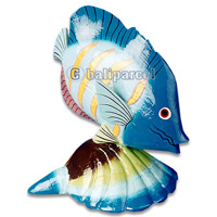 Tropical Fish With Painted, Handcarved From Albesia Wood
