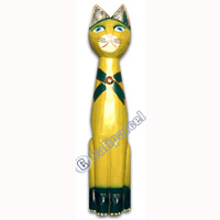 Wooden Cat Set Of 3 With Painted, Hand Carved From Albesia Wood