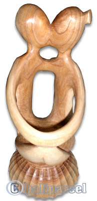 Abstract Wine Bottle Holder, Hand Carved From Hibiscus Wood 