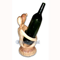 Abstract Wine Bottle Holder, Hand Carved From Hibiscus Wood 