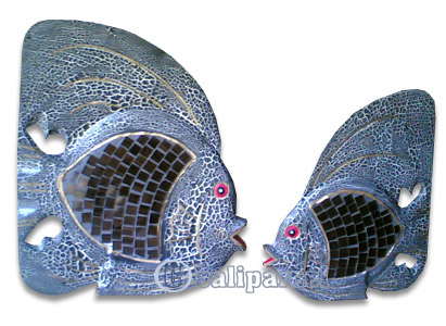 Tropical Fish Set Of 3 With Painted, Handcarved From Albesia Wood