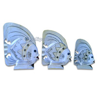 Tropical Fish Set Of 3 With Stand, Handcarved From Albesia Wood