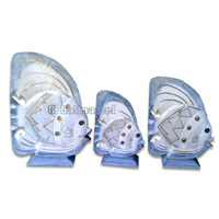 Tropical Fish Set Of 3 With Stand, Handcarved From Albesia Wood