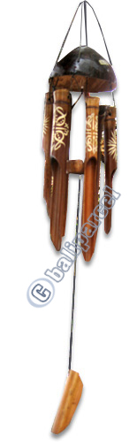 Bamboo Windchime, Painted Bamboo With Coconut