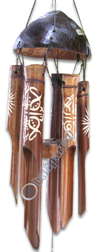 Bamboo Windchime, Painted Bamboo With Coconut
