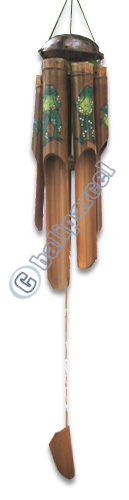 Bamboo Windchime, Painted Bamboo With Coconut