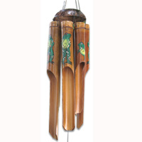 Bamboo Windchime, Painted Bamboo With Coconut