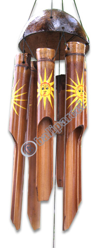 Bamboo Windchime, Painted Bamboo With Coconut