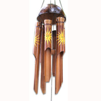 Bamboo Windchime, Painted Bamboo With Coconut