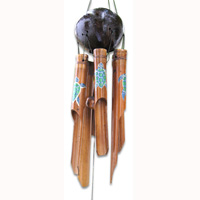 Bamboo Windchime, Painted Bamboo With Coconut