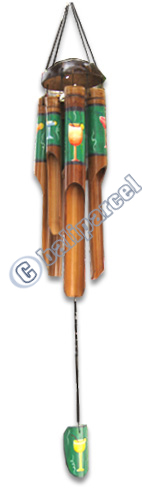 Bamboo Windchime, Painted Bamboo With Coconut