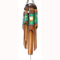 Bamboo Windchime, Painted Bamboo With Coconut