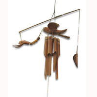 Bamboo Windchime, Natural Bamboo With Duck 